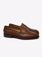 Grandeur Man Brown Pebble Leather Penny Loafers