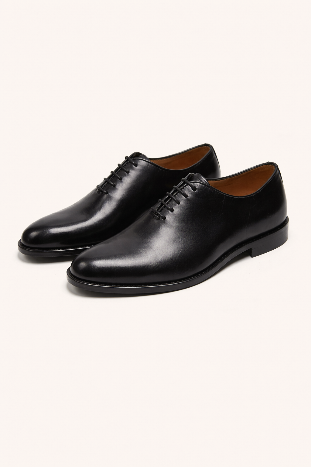 Black Plain Toe Oxford Shoes – Classic Formal Lace-Up Leather Shoes