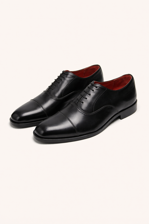 Black Cap Toe Oxford Leather Shoes – Premium Formal Dress Shoes