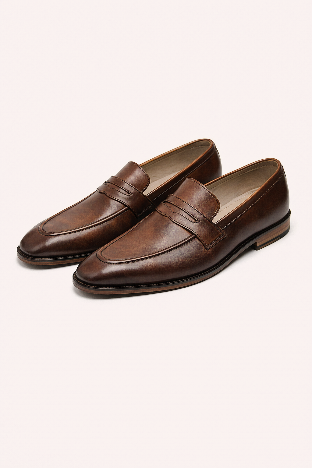 Classic Brown Penny Loafers for Men – Handcrafted Leather Slip-On Formal Shoes