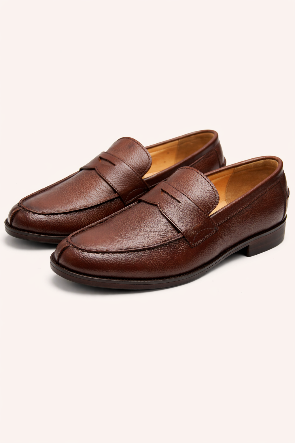 Men’s Brown Penny Loafers – Classic Slip-On Leather Casual Shoes