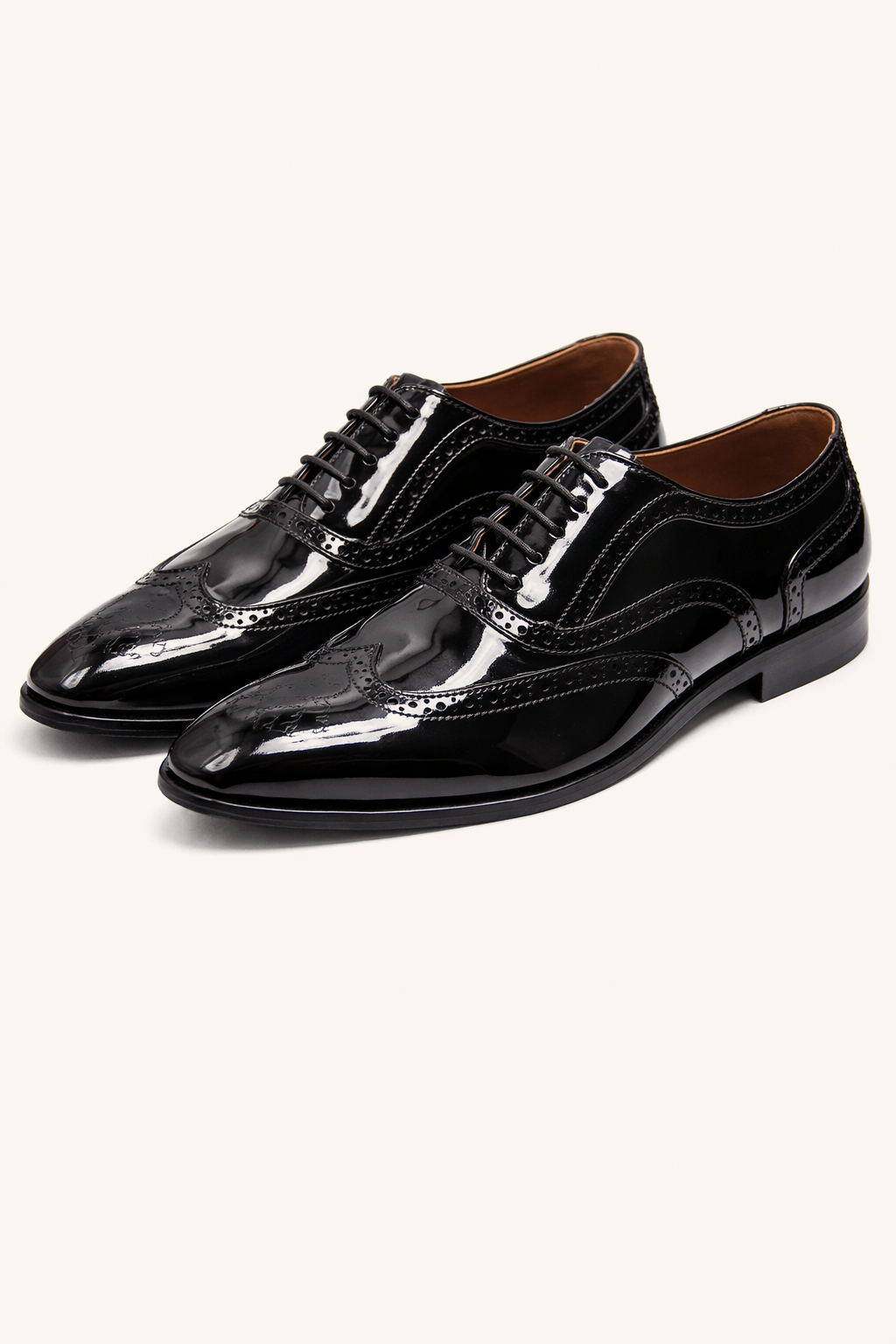 Men’s Patent Wingtip Oxford Shoes – Glossy Brogue Formal Footwear