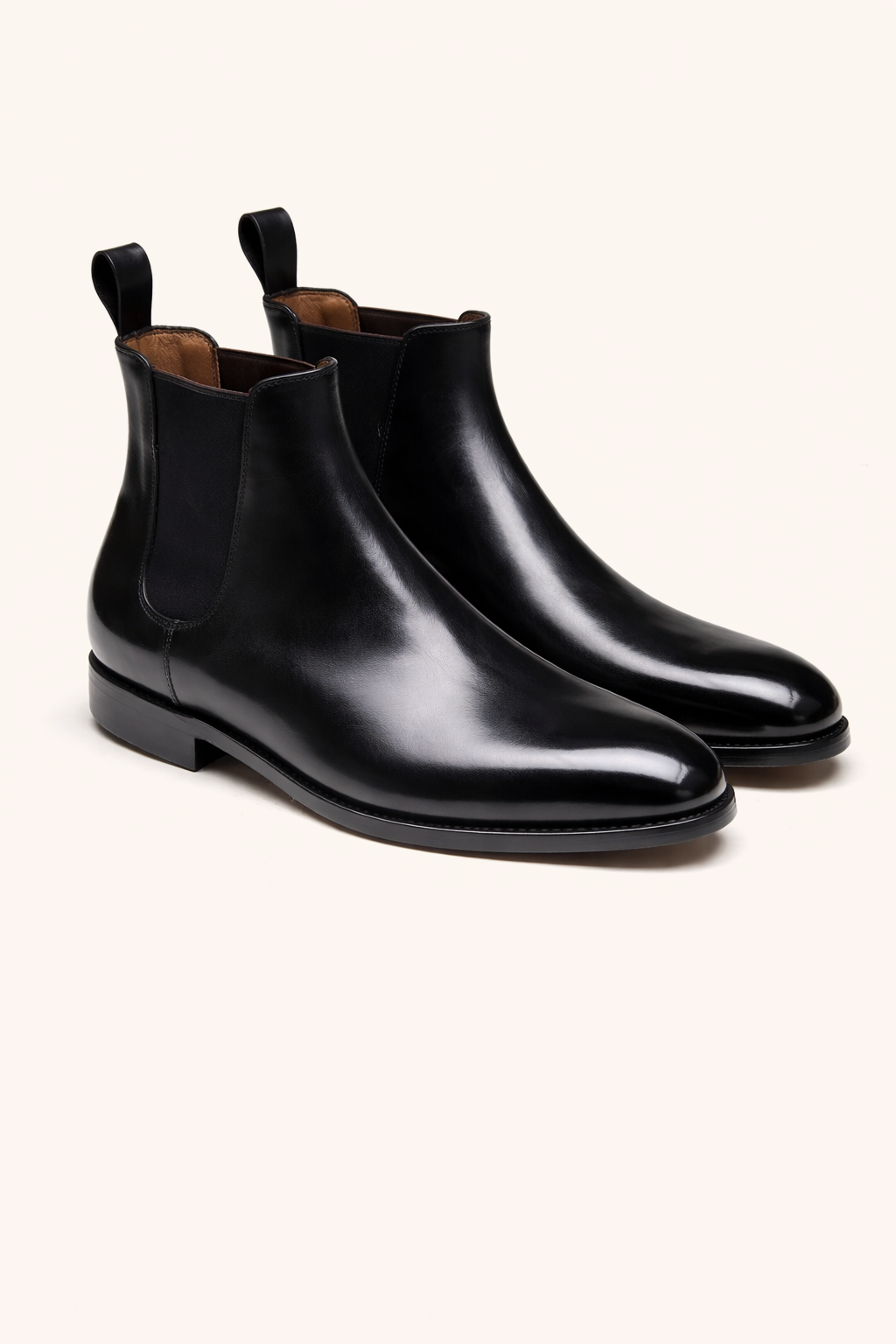 Black Leather Chelsea Boots with Red Sole – Modern Classic Ankle Boots for Men