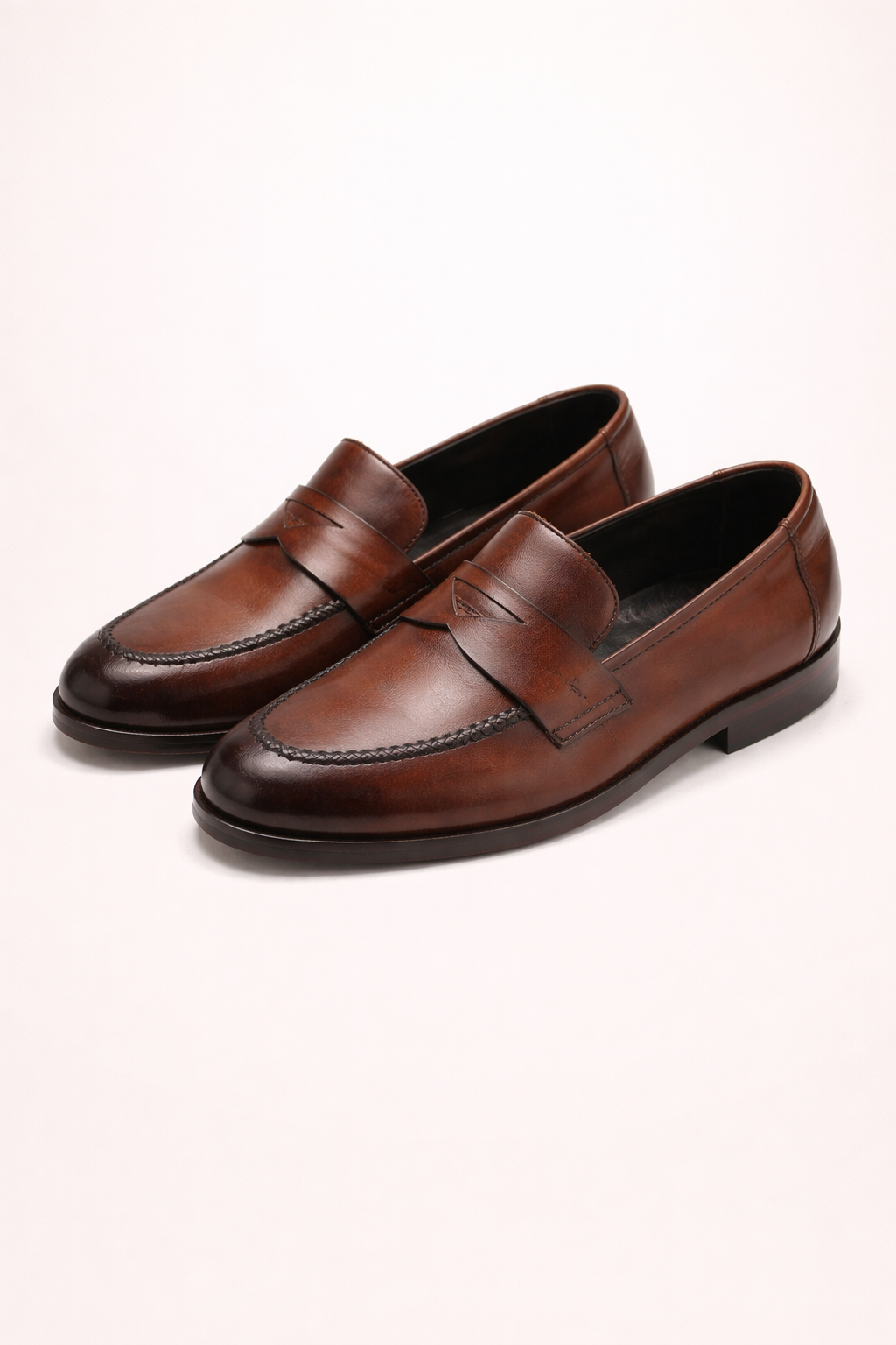 Dark Brown Leather Penny Loafers – Classic Slip-On Formal & Casual Shoes for Men