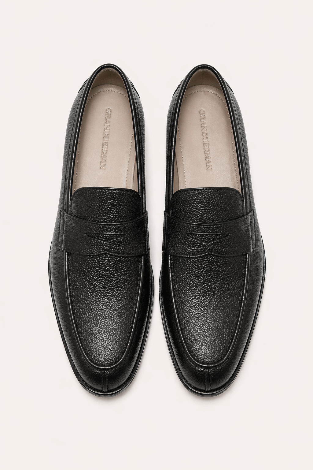 Black Pebbled Leather Penny Loafers - Image 3